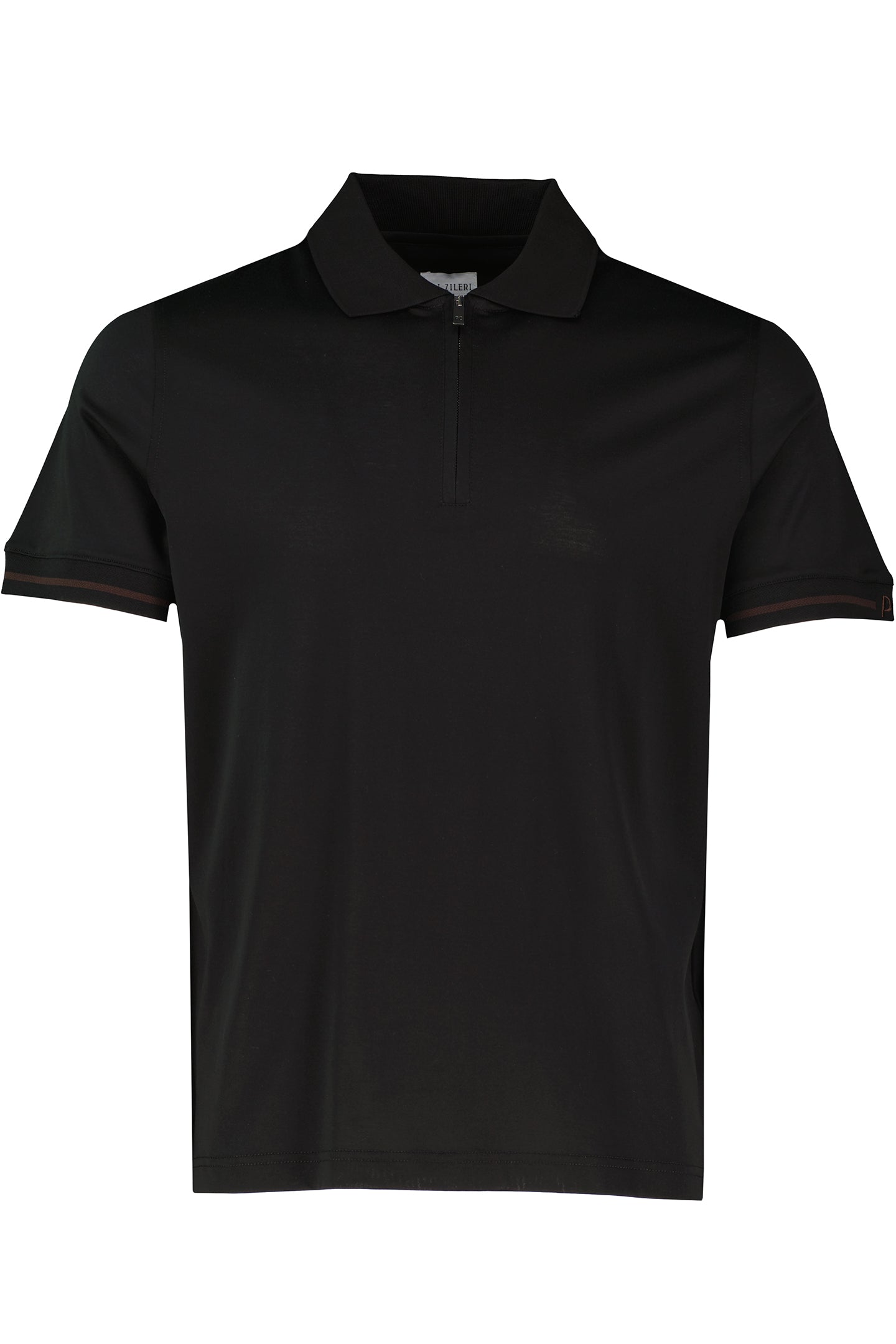 Men's Pal Zileri Black Mercerised 1/4 Zip Polo Shirt