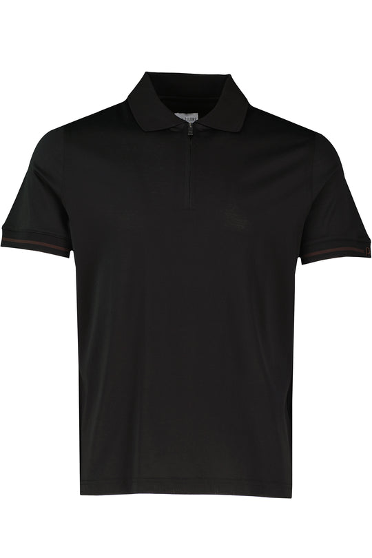 Men's Pal Zileri Black Mercerised 1/4 Zip Polo Shirt