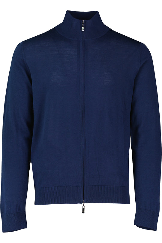 Men's Pal Zileri Navy Zip Up Wool Cardigan
