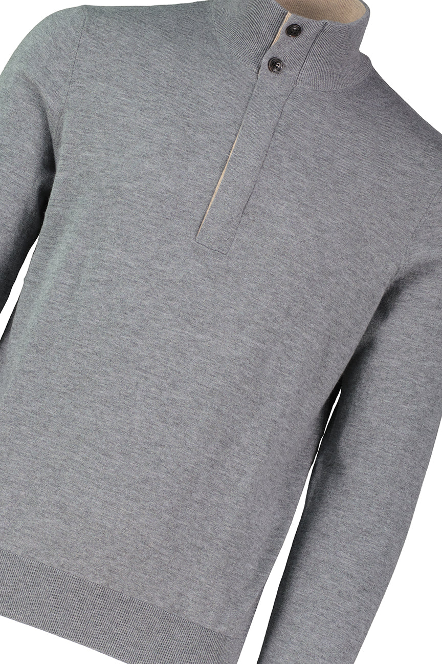 Men's Pal Zileri Grey 1/4 Zip Knitted Jumper - image 4