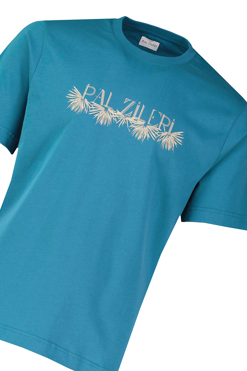 Men's Pal Zileri Teal Blue Graphic T Shirt — view 3