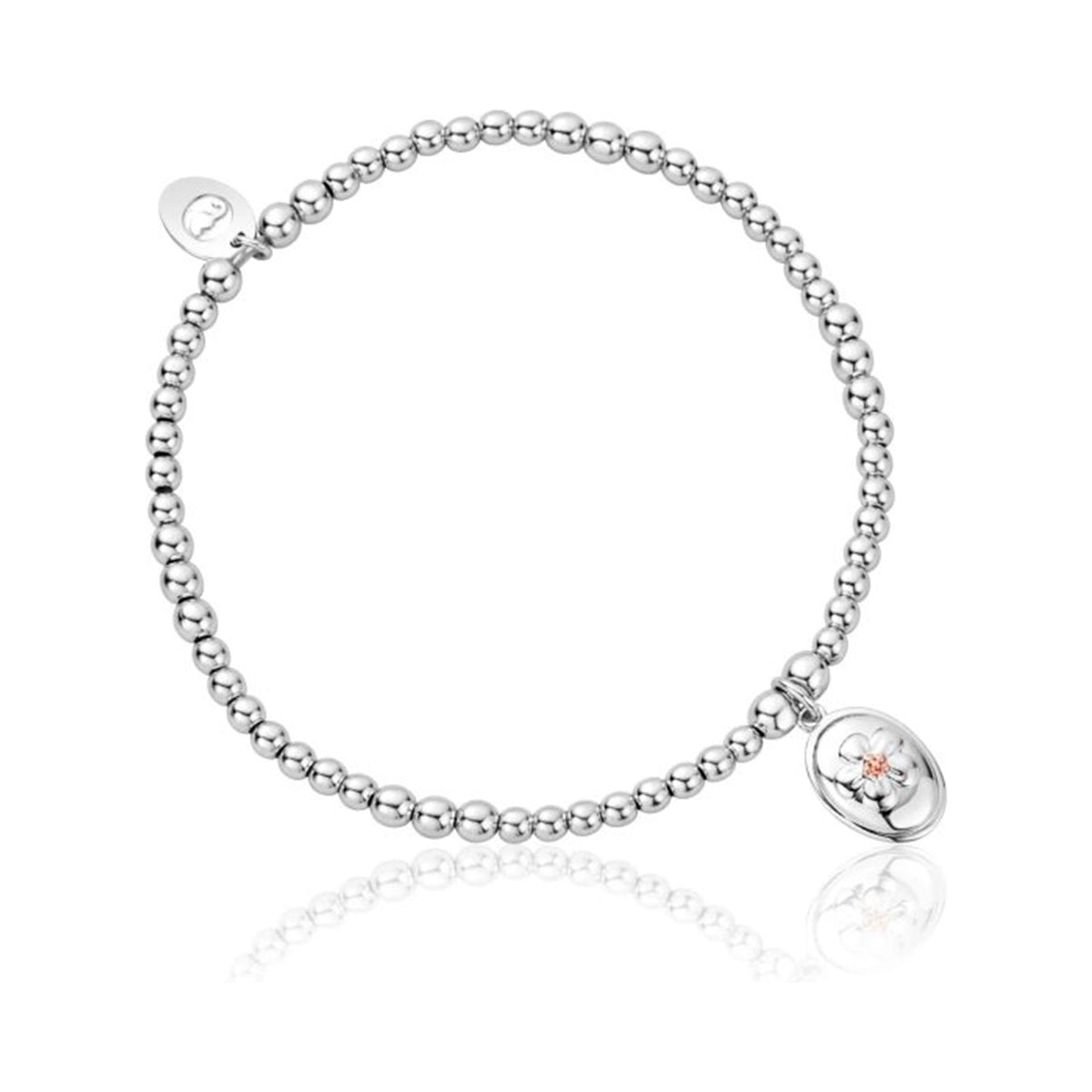 Sterling Clogau bracelet with forget-me-knot charm, showcasing the Nature's Wonder collection.
