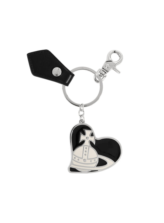 Women's Vivienne Westwood Orb Heart Keyring Black Silver