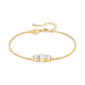 Close-up of the Nomination Colour Wave gold-plated bracelet featuring three sparkling stones, highlighting its elegant