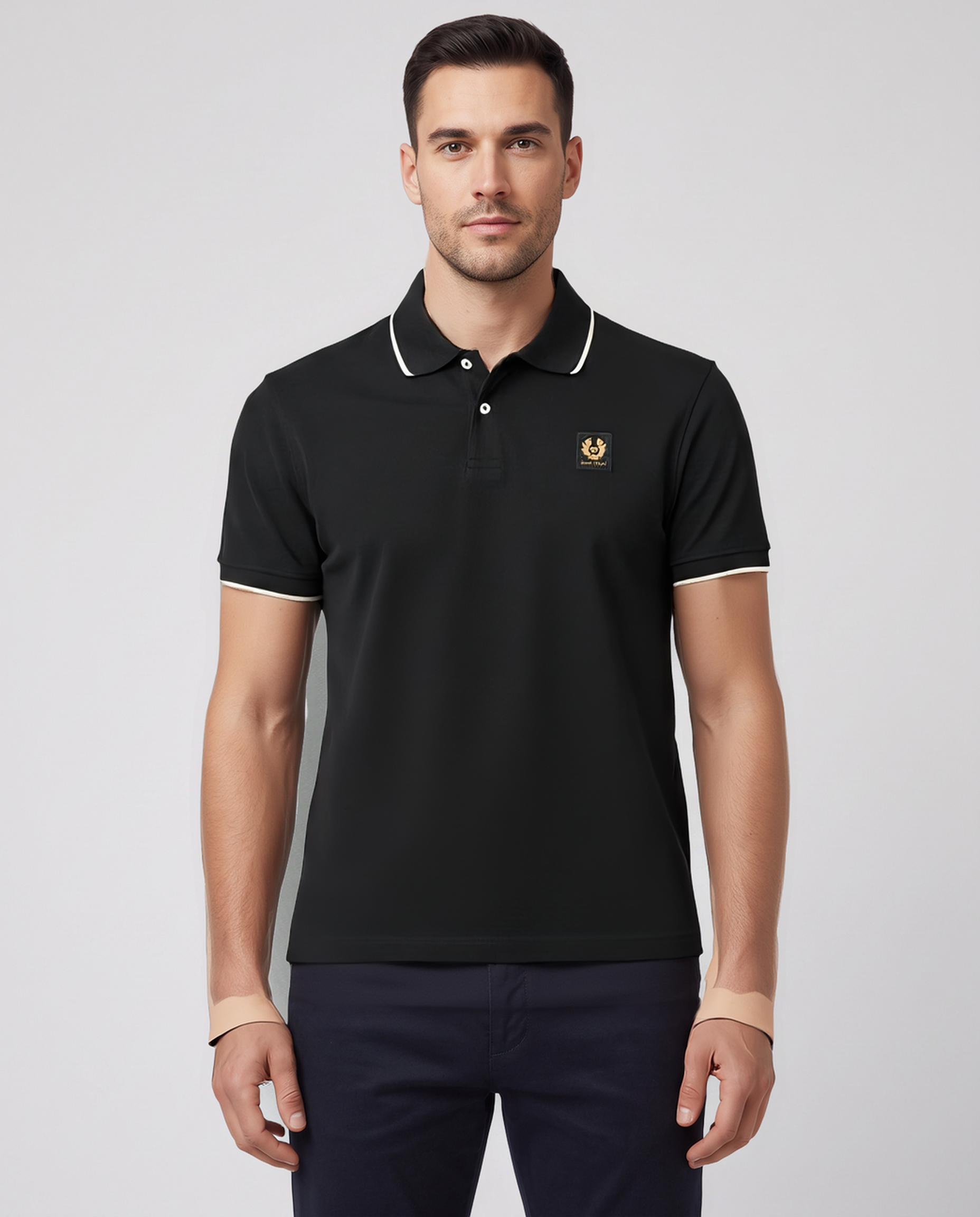 Men's Belstaff Black Tipped Polo Shirt
