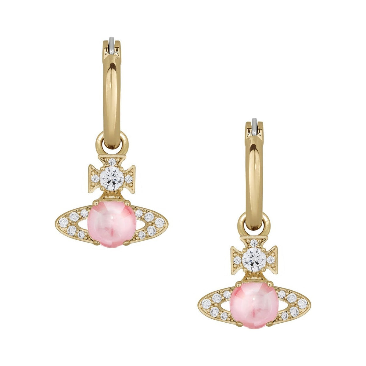 Vivienne Westwood Ondina Pink CZ Hoop Earrings 6203009D-02R604 — view 2
