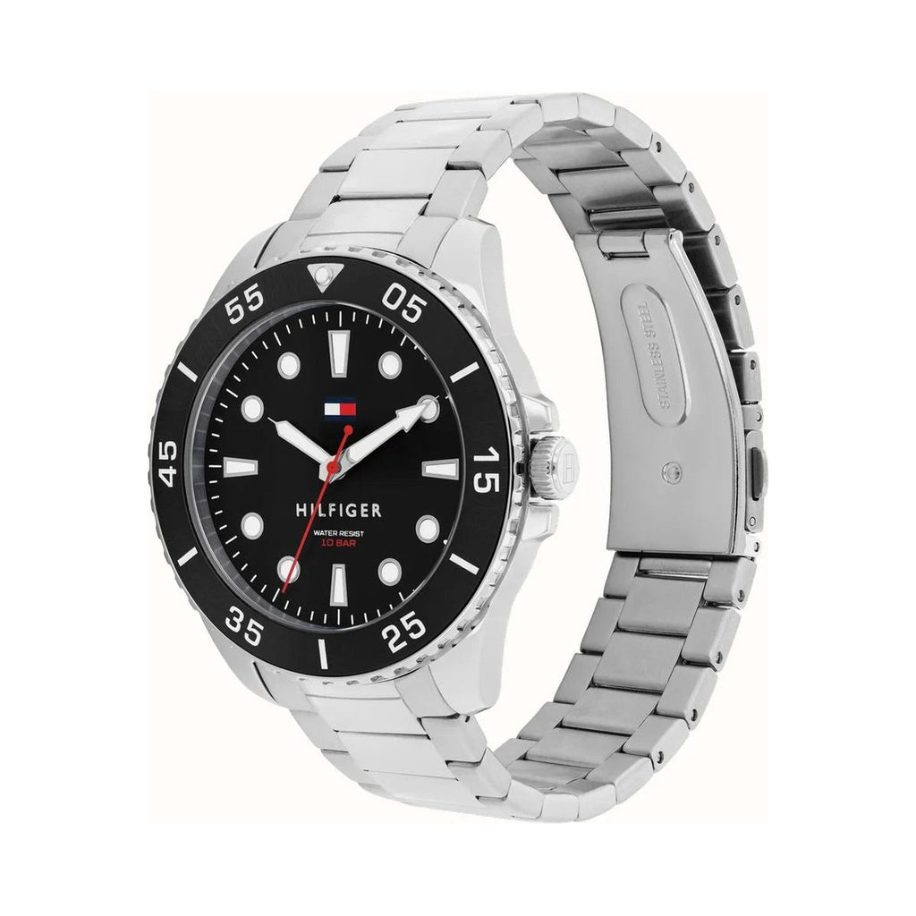 Tommy Hilfiger Mens Oceanic Black Dial Bracelet Watch Stainless Steel by Tommy Hilfiger