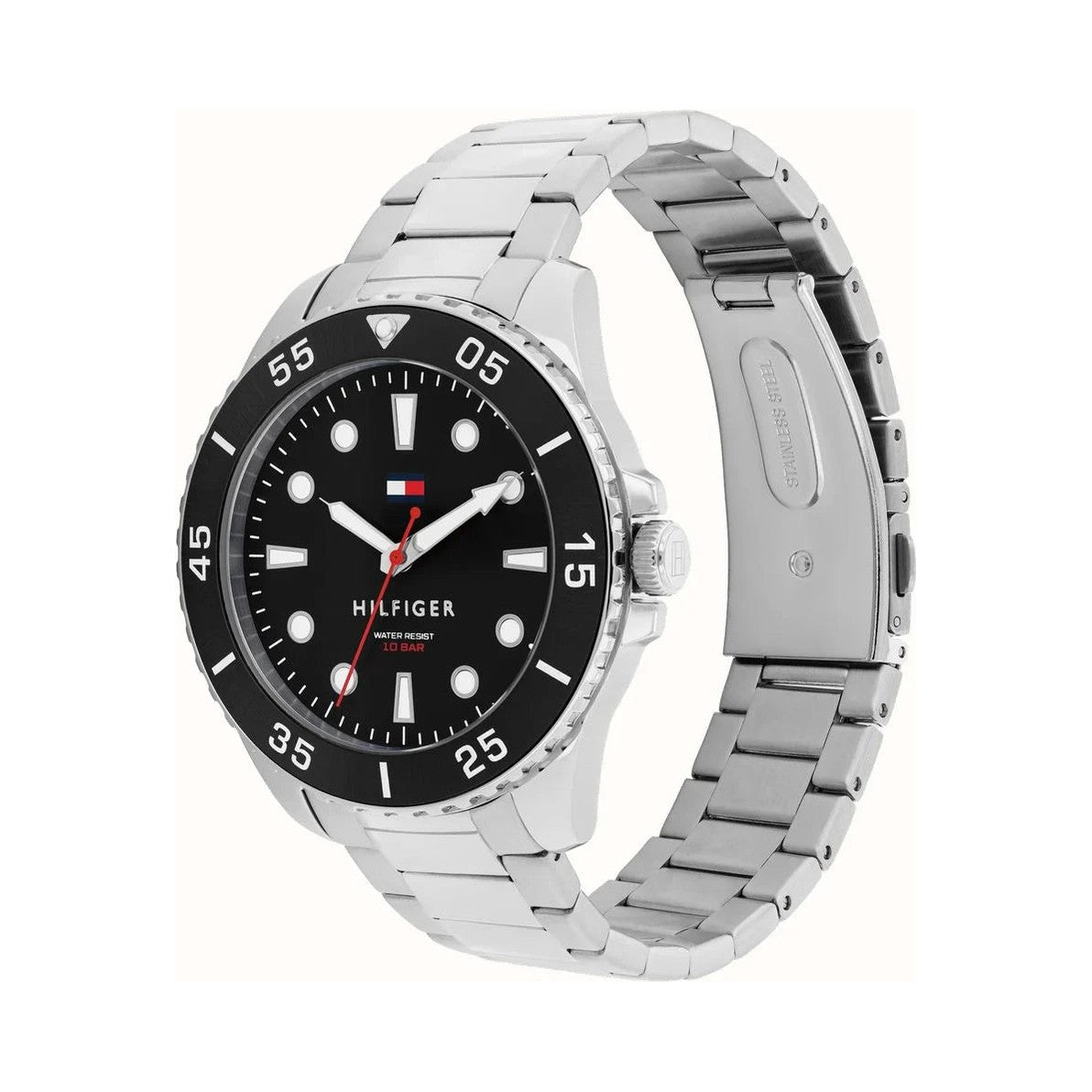 Tommy Hilfiger Mens Oceanic Black Dial Bracelet Watch Stainless Steel by Tommy Hilfiger