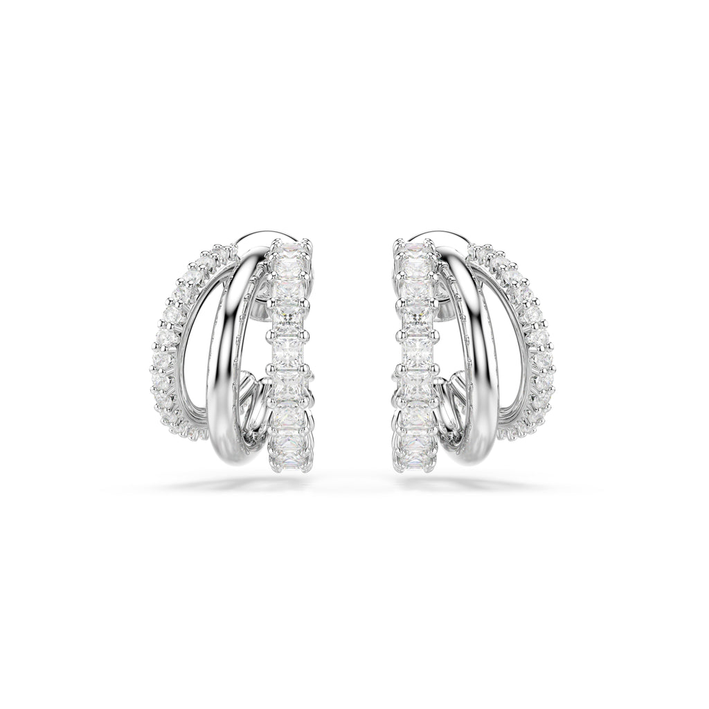 Swarovski Hyperbola Three Mini Loop Mixed Cuts Hoop Earrings — view 2