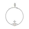 The Vivienne Westwood Olympia Pearl Chain Bracelet, a platinum plated silver bracelet from Vivienne Westwood, available at OD’s Jewellers in St Helens.