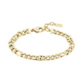 Gold plated Boss bracelet featuring a double 'B' chain design and lobster clasp, showcasing classic stainless steel jewelry.