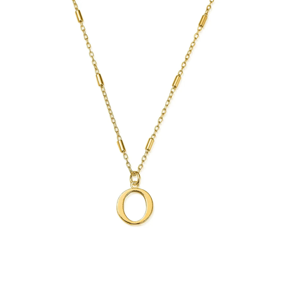 Gold-plated "O" initial necklace by ChloBo, showcasing the pendant and delicate chain design.