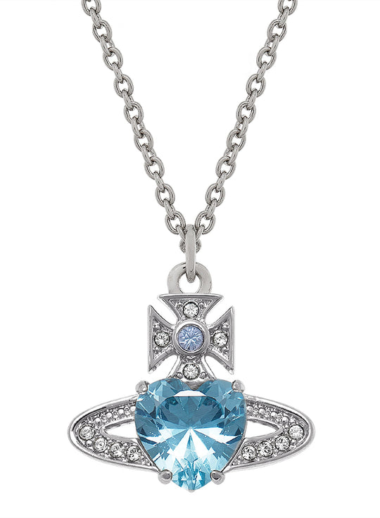 Vivienne Westwood Ariella Aqua Blue Crystal Heart Necklace