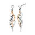 Two-tone drop earrings with gemstones.