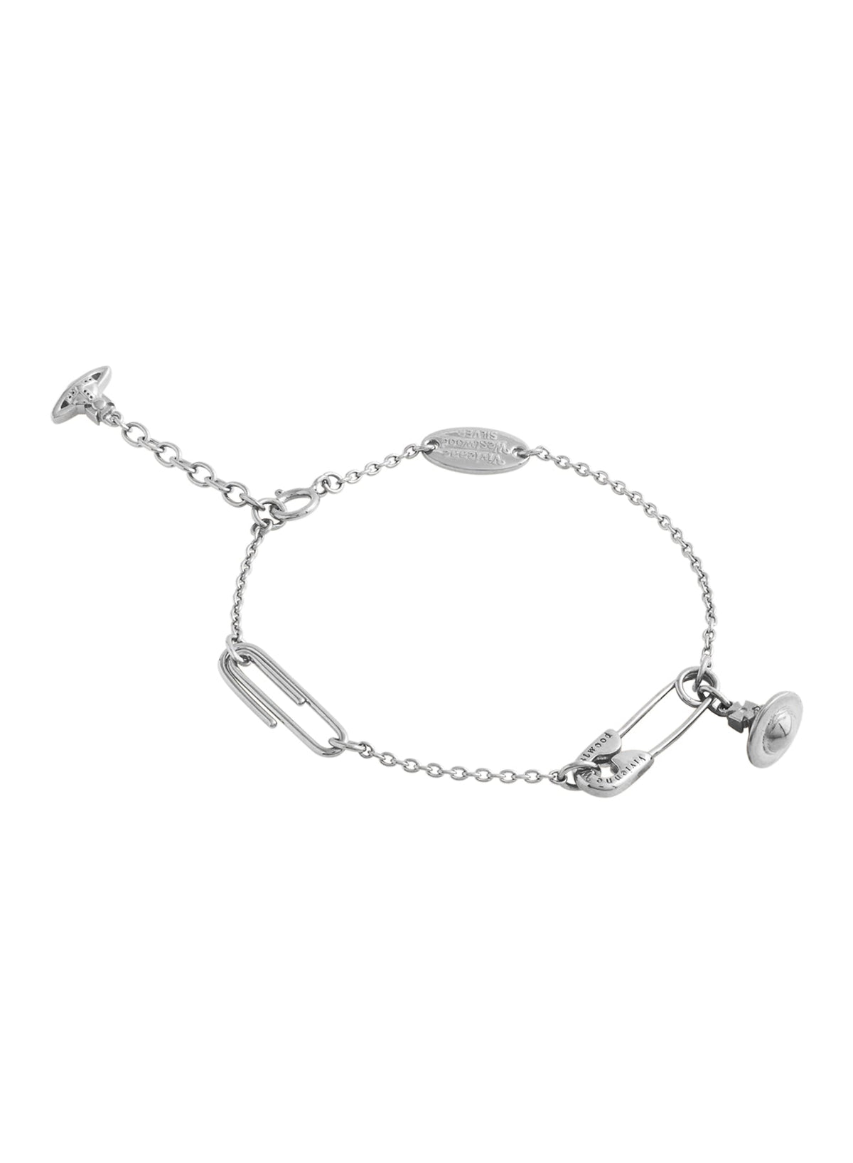 Vivienne Westwood Sterling Silver Safety Pin Bracelet 6102023T-01P019-001 — view 2