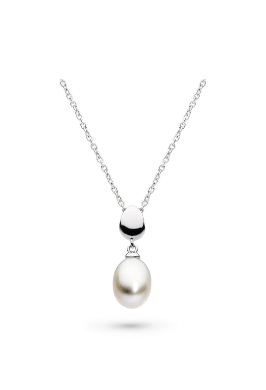 Kit Heath Coast Pebble Pearl Drop Necklace in Silver 90184FP