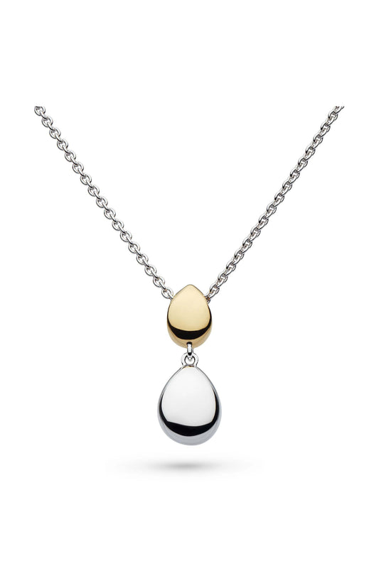 Kit Heath Coast Pebble Golden Double Droplet Necklace 90186GRP