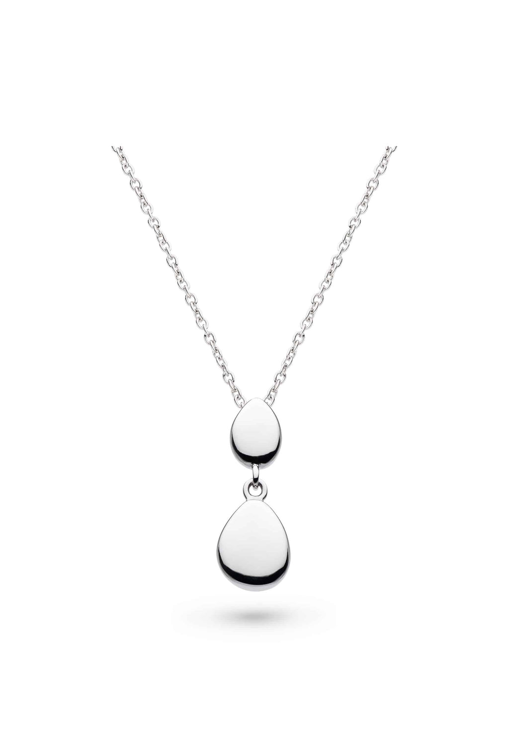 The Kit Heath Coast Pebble Double Droplet Necklace, a silver metal necklace from Kit Heath, available at OD’s Jewellers in St Helens.