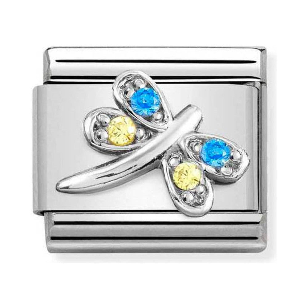 Nomination Composable Silver BLUE & YELLOW DRAGONFLY Charm *
