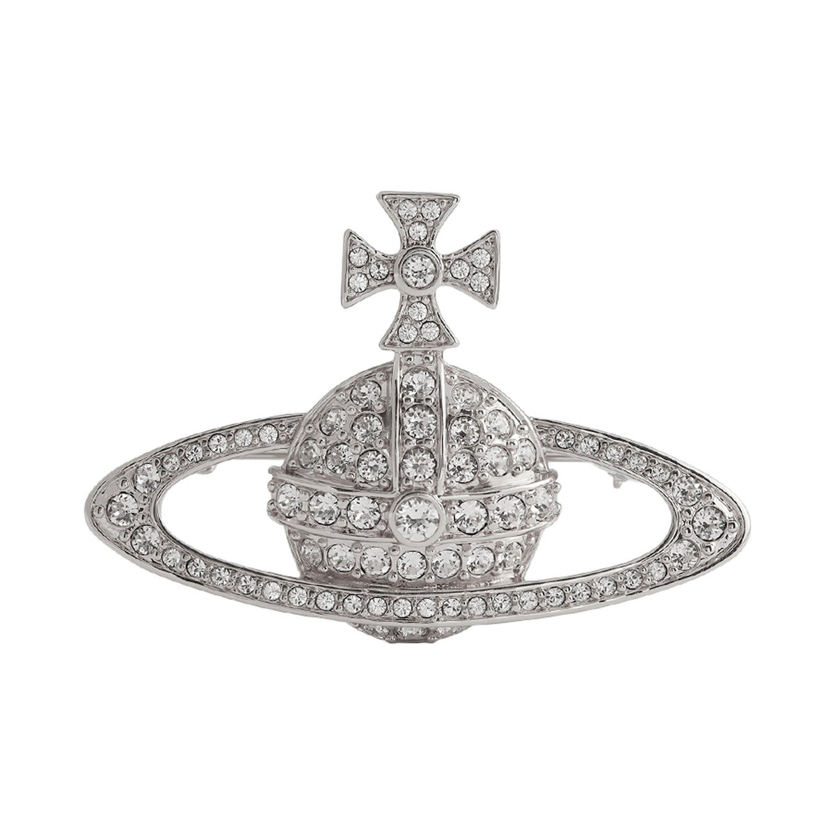 Vivienne Westwood Bas Relief Brooch, platinum plated jewelry from Vivienne Westwood, available at OD’s Jewellers in St Helens.