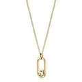 Gold-plated BOSS necklace showcasing the Double B logo pendant on a stainless steel chain.