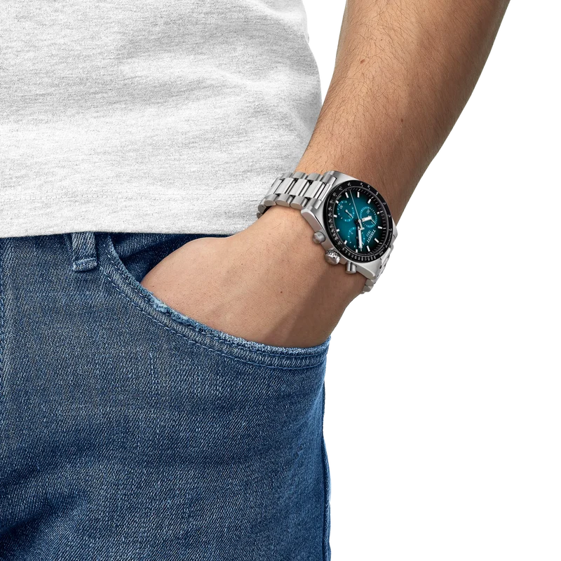 Tissot Mens PR516 Blue/Black Graded Chronograph Dial Bracelet Watch T1494171104101 — view 5