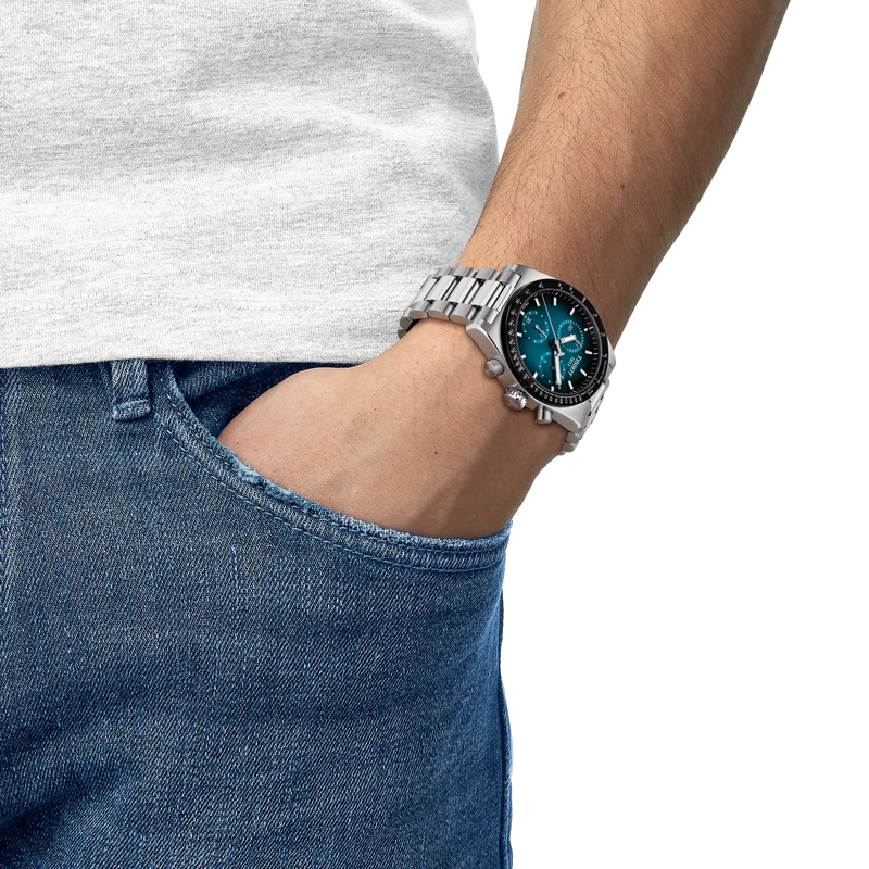 Tissot Mens PR516 Blue/Black Graded Chronograph Dial Bracelet Watch T1494171104101 — view 5