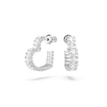 The Swarovski Matrix Small Heart Hoop Earrings, a silver rhodium-plated jewelry from Swarovski, available at OD’s Jewellers in St Helens.