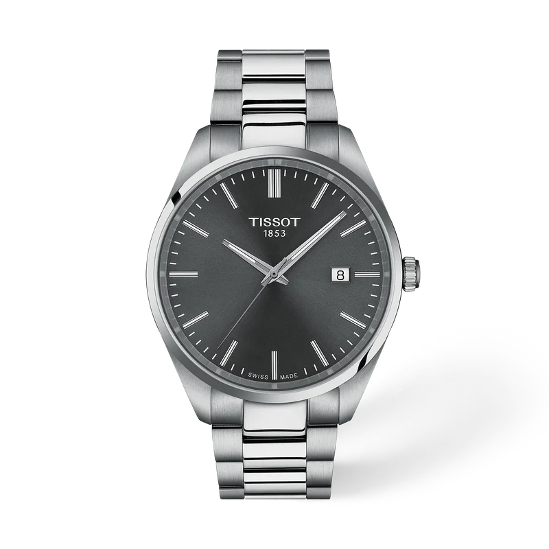 Tissot Mens PR100 Grey Dial Bracelet Watch T1504101108100