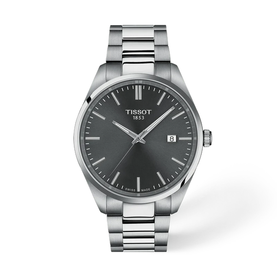 Tissot Mens PR100 Grey Dial Bracelet Watch T1504101108100