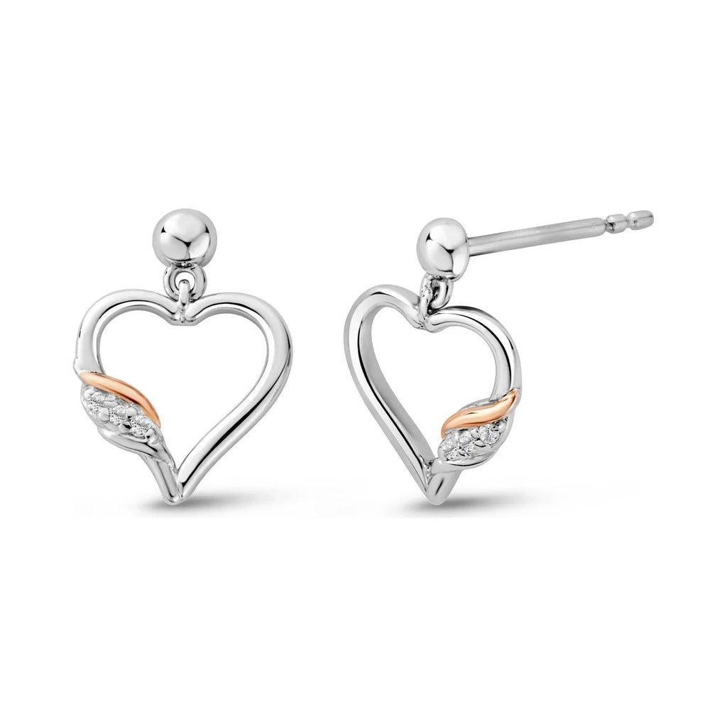 Clogau Past Present Future Heart Earrings With White Topaz in Sterling Silver by Clogau