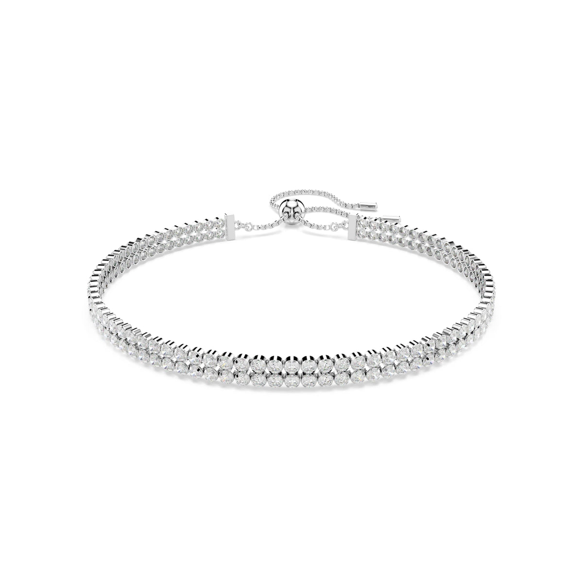 Swarovski Matrix Double Row Tennis Bracelet Rhodium Plated