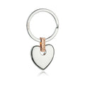 Clogau Cariad Heart Key Ring, a delicate design featuring a heart symbol crafted from silver and rose gold.