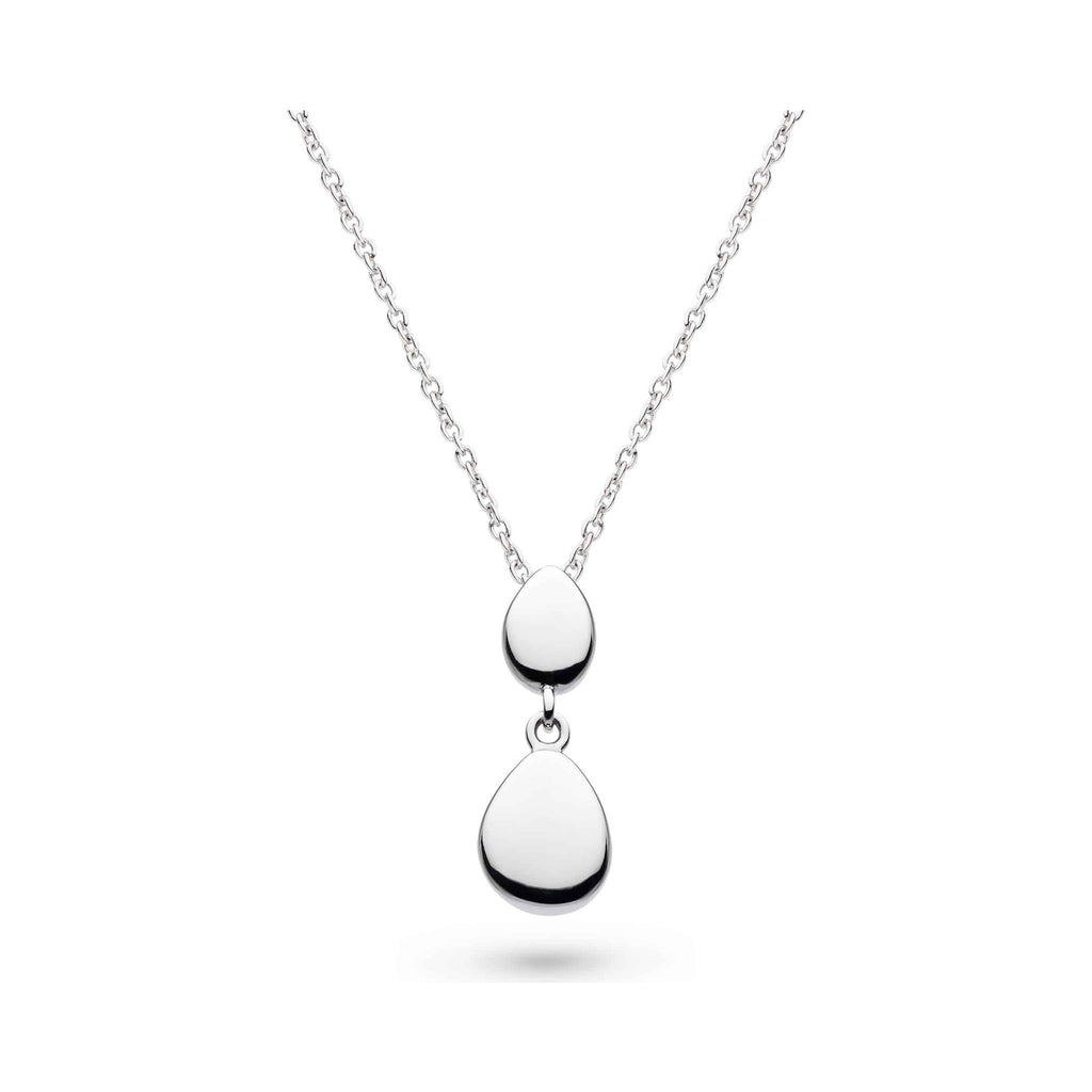 The Kit Heath Coast Pebble Double Droplet Necklace, a silver metal necklace from Kit Heath, available at OD’s Jewellers in St Helens.