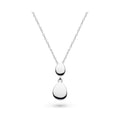 The Kit Heath Coast Pebble Double Droplet Necklace, a silver metal necklace from Kit Heath, available at OD’s Jewellers in St Helens.