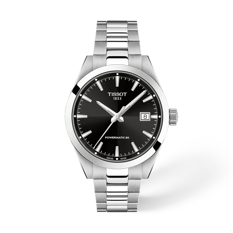 Tissot Gentleman 38mm Powermatic 80 Black Dial Bracelet Watch T1658071105100