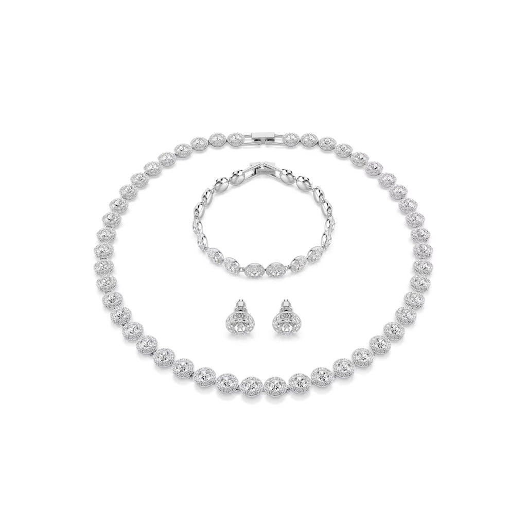 Swarovski Una Angelic Necklace Bracelet & Earrings Set Rhodium Plated