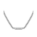 BOSS men's stainless steel bead necklace featuring a BOSS logo-engraved bar pendant, showcasing elegant jewelry.