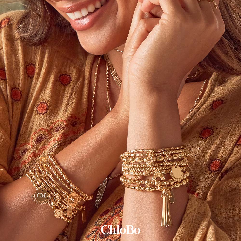 ChloBo gold bracelet stack lifestyle