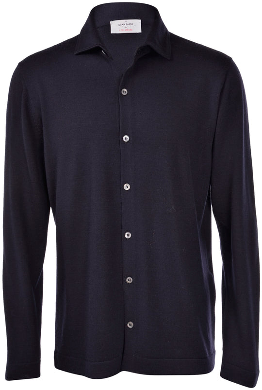 Men's Gran Sasso Navy Knitted Shirt