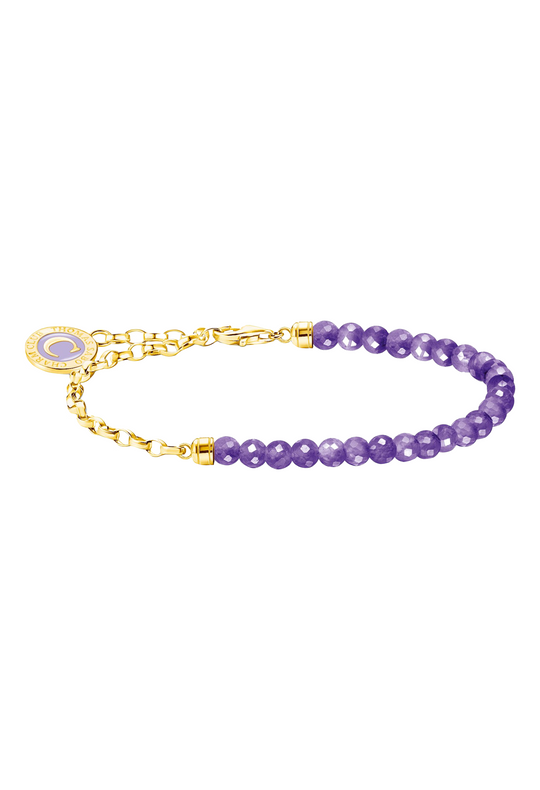 Thomas Sabo Imitation Amethyst & Members Charm Bracelet Silver Gold Plated