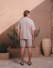 Men's Belier Taupe Crochet T Shirt — view 4