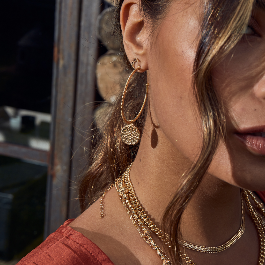 Chlobo Gold Starry Moon Stud Earrings
