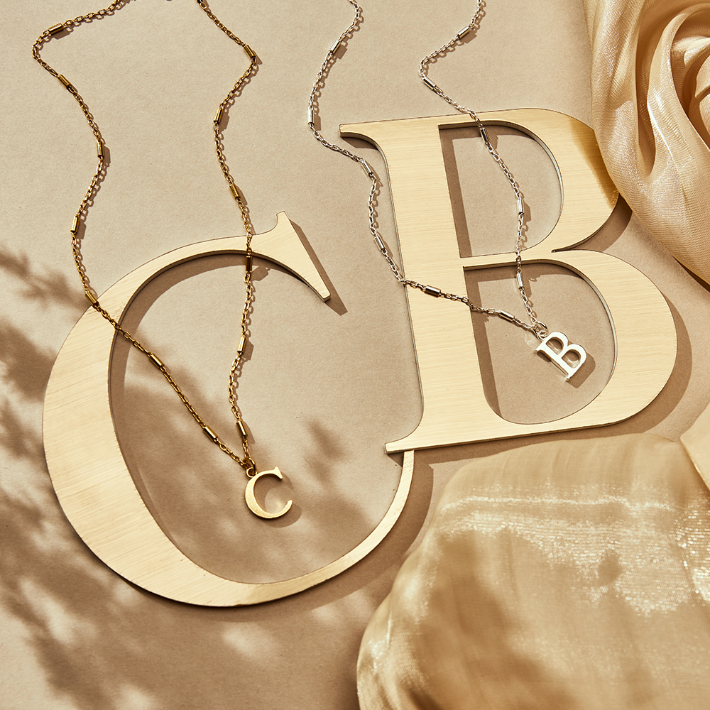 ChloBo Iconic Initial N Pendant in Silver Gold Plated