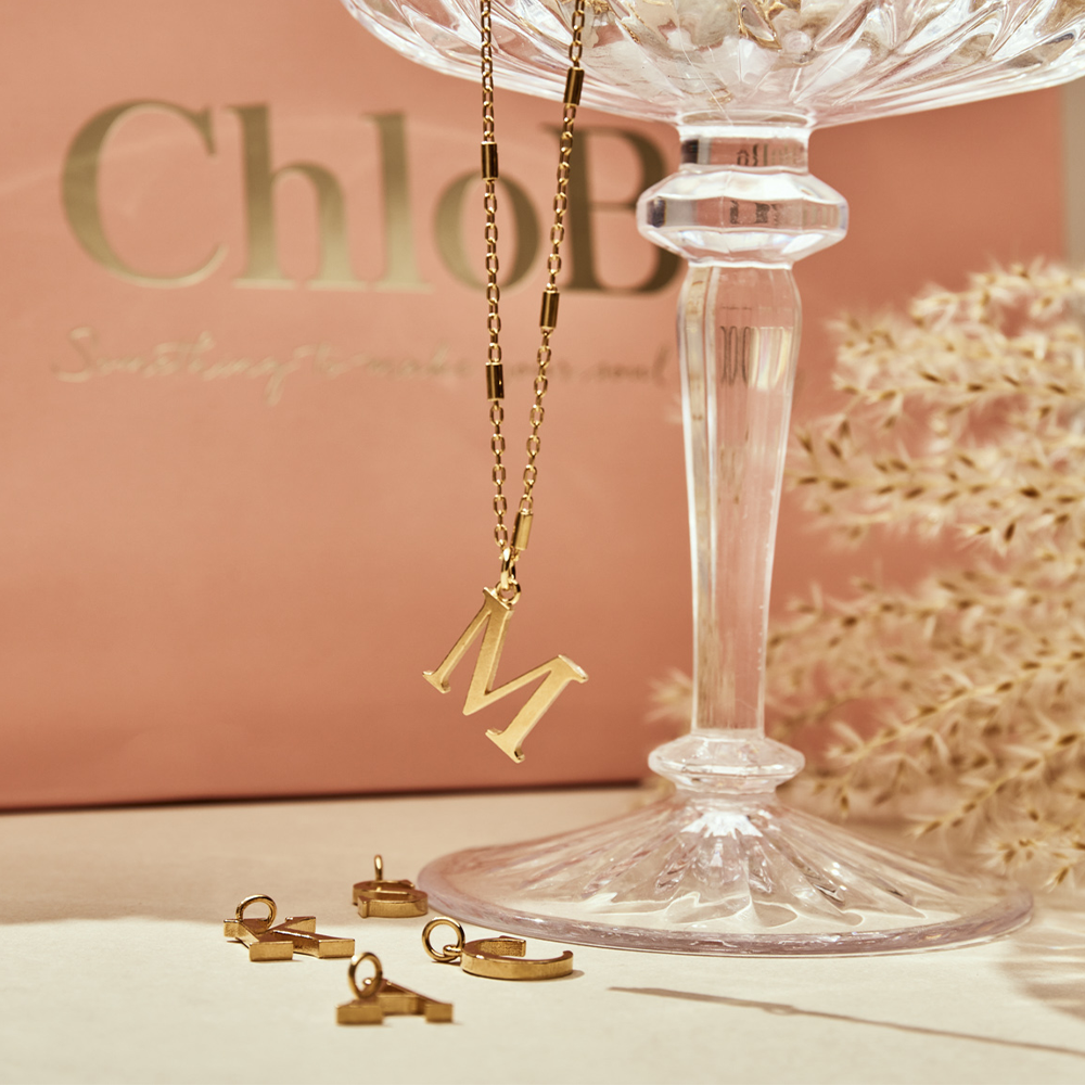 ChloBo Iconic Initial F Pendant in Silver Gold Plated