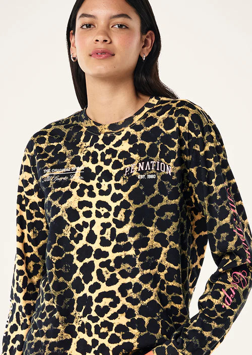 Women's P.E Nation Base Long Sleeve T-Shirt in Leopard — view 3