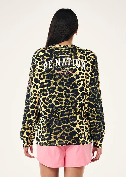 Women's P.E Nation Base Long Sleeve T-Shirt in Leopard — view 2