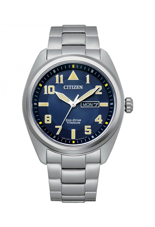 Citizen Mens Eco-Drive Super Titanium Blue Dial Bracelet Watch