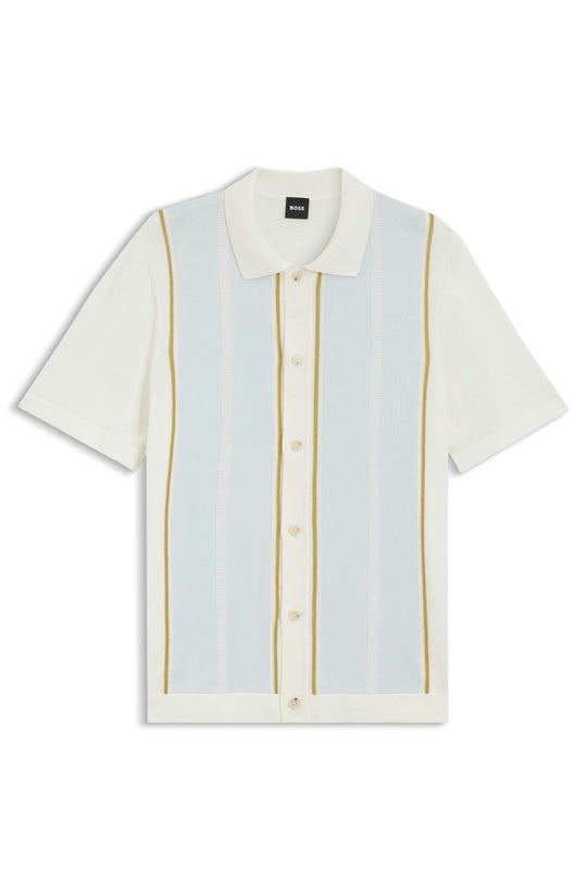 BOSS Black C-Lastro Open White Full Button Polo Shirt