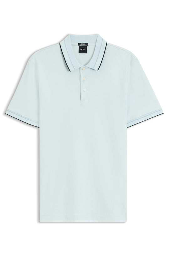 BOSS Black H-Phillipson 195 Open Blue Polo Shirt